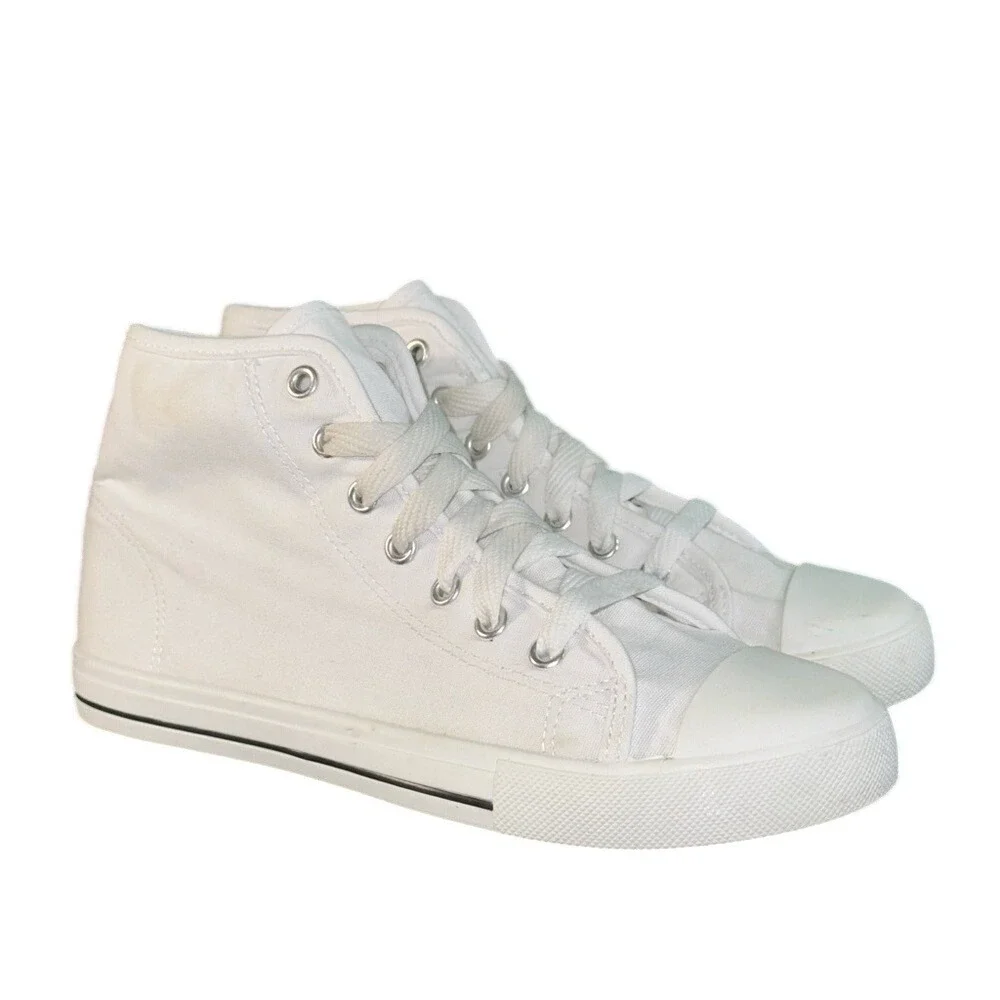 Josiny‎ White Canvas High Top Sneakers Womens Size 8 Lace Up Casual Shoes